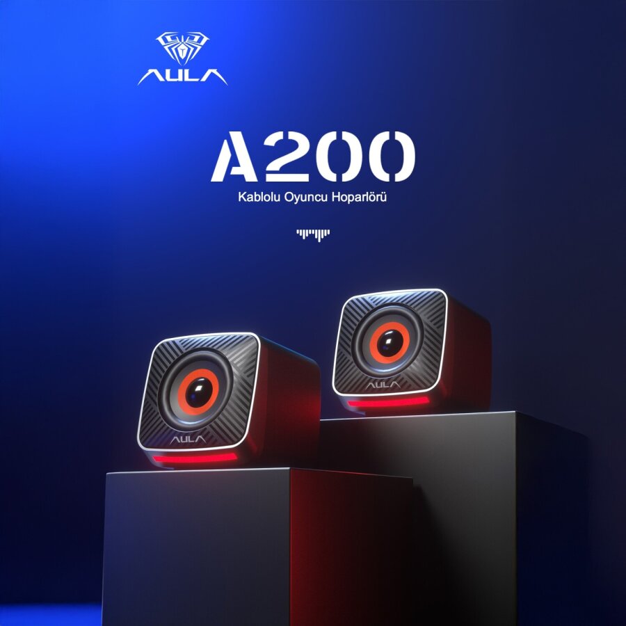 Aula A200 RGB Işıklı Masaüstü Gaming 3.5mm Jack Bilgisayar Pc Hoparlörü - 2
