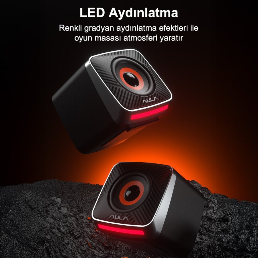 Aula A200 RGB Işıklı Masaüstü Gaming 3.5mm Jack Bilgisayar Pc Hoparlörü - 3