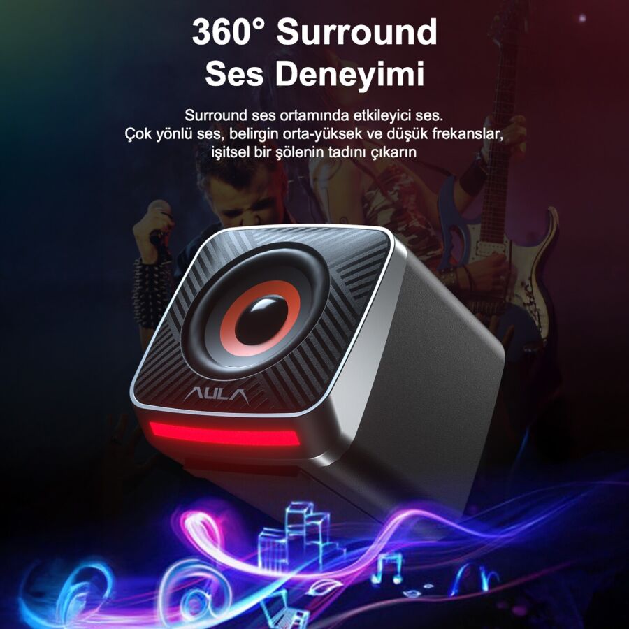 Aula A200 RGB Işıklı Masaüstü Gaming 3.5mm Jack Bilgisayar Pc Hoparlörü - 4
