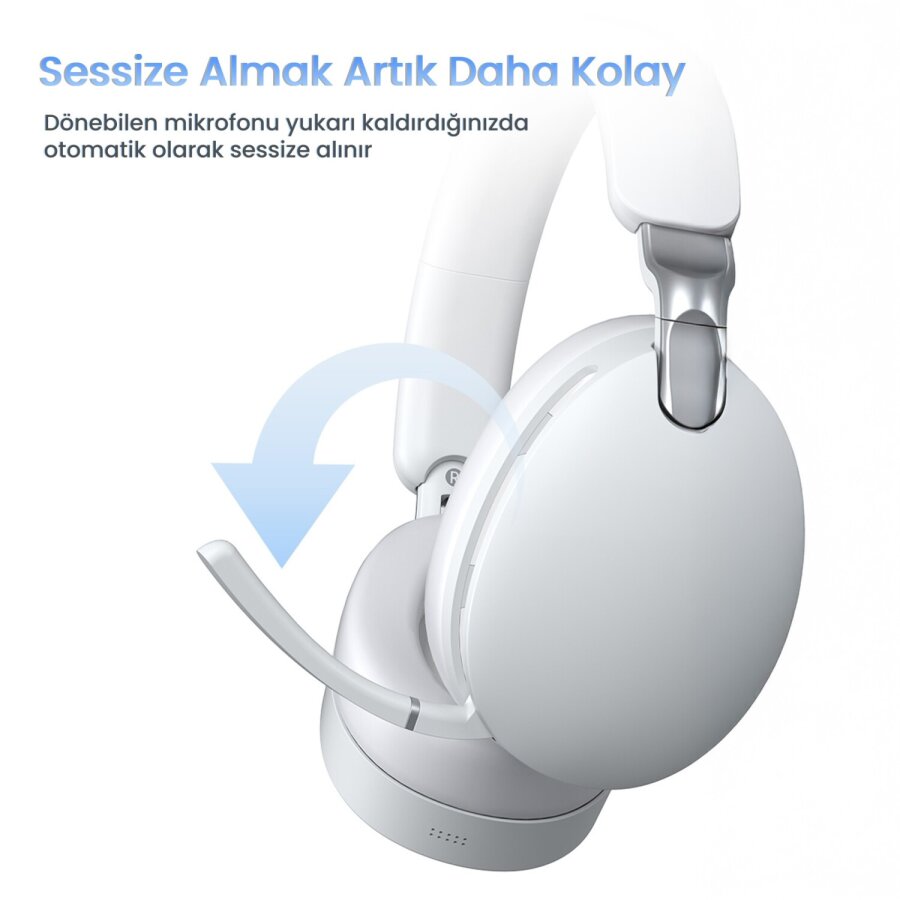 AULA A500 Üç Modlu Hybrid ANC Bluetooth 5.4 ve 2.4GHz Kablosuz AUX Mikrofonlu Kulak Üstü Kulaklık Siyah - 4