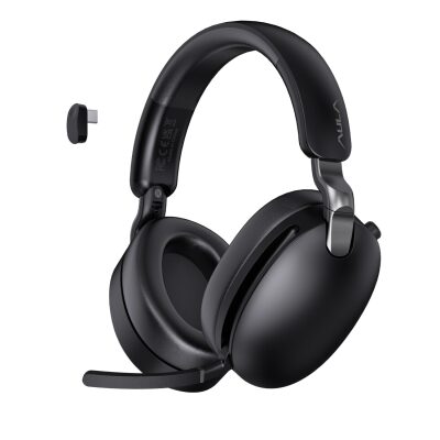 AULA A500 Üç Modlu Hybrid ANC Bluetooth 5.4 ve 2.4GHz Kablosuz AUX Mikrofonlu Kulak Üstü Kulaklık Siyah