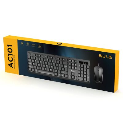 Aula AC101 Kablolu Türkçe Q Klavye ve 1200 DPI Optik Mouse Seti - 8