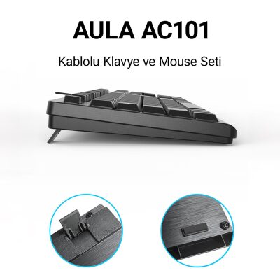 Aula AC101 Kablolu Türkçe Q Klavye ve 1200 DPI Optik Mouse Seti - 5