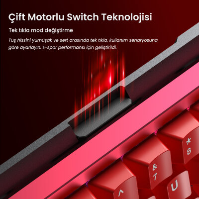 Aula AG60 Max Alüminyum Manyetik Hall Effect Frostcore Switch 8000Hz RGB TKL Hot Swap Gaming Oyuncu Klavyesi Kırmızı - 4