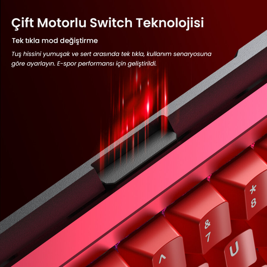 Aula AG60 Max Alüminyum Manyetik Hall Effect Frostcore Switch 8000Hz RGB TKL Hot Swap Gaming Oyuncu Klavyesi Kırmızı - 4