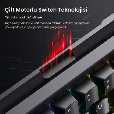 Aula AG60 Pro Alüminyum Manyetik Hall Effect Aether Switch 8000Hz RGB TKL Hot Swap Gaming Oyuncu Klavyesi Şeffaf Siyah - 4