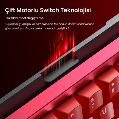 Aula AG60 Pro Alüminyum Manyetik Klavye Hall Effect Aether Switch 8000Hz RGB TKL Hot Swap Oyuncu Klavyesi Kırmızı - 4
