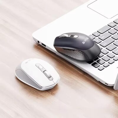 Aula AM204 Çift Modlu Bluetooth ve Kablosuz 1600DPI Şarj Edilebilir Optik Mouse Beyaz - 5