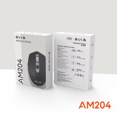 Aula AM204 Çift Modlu Bluetooth ve Kablosuz 1600DPI Şarj Edilebilir Optik Mouse Beyaz - 4