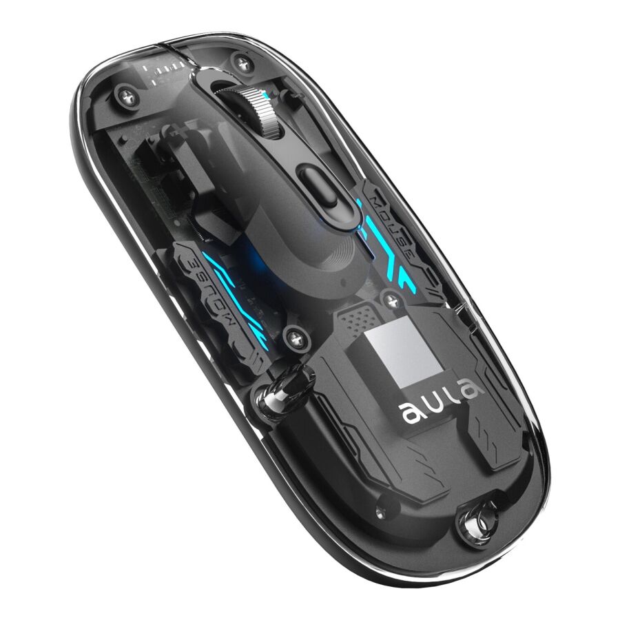 Aula AM210 Dual Mode Bluetooth ve Kablosuz 1600DPI RGB Şeffaf Şarjlı Mouse - 2