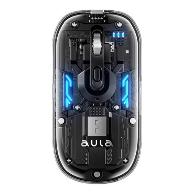 Aula AM210 Dual Mode Bluetooth ve Kablosuz 1600DPI RGB Şeffaf Şarjlı Mouse