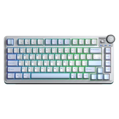 Aula AU75 3 Modlu Mekanik Gaming Kablosuz Klavye RGB TKL Hot Swap Star Vector Switch Makrolu Oyuncu Klavyesi Buz Mavisi 