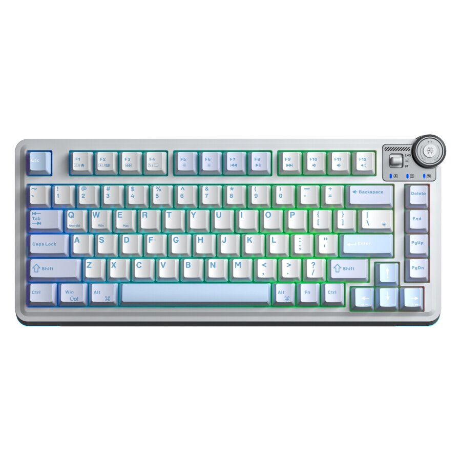Aula AU75 3 Modlu Mekanik Gaming Kablosuz Klavye RGB TKL Hot Swap Star Vector Switch Makrolu Oyuncu Klavyesi Buz Mavisi - 1
