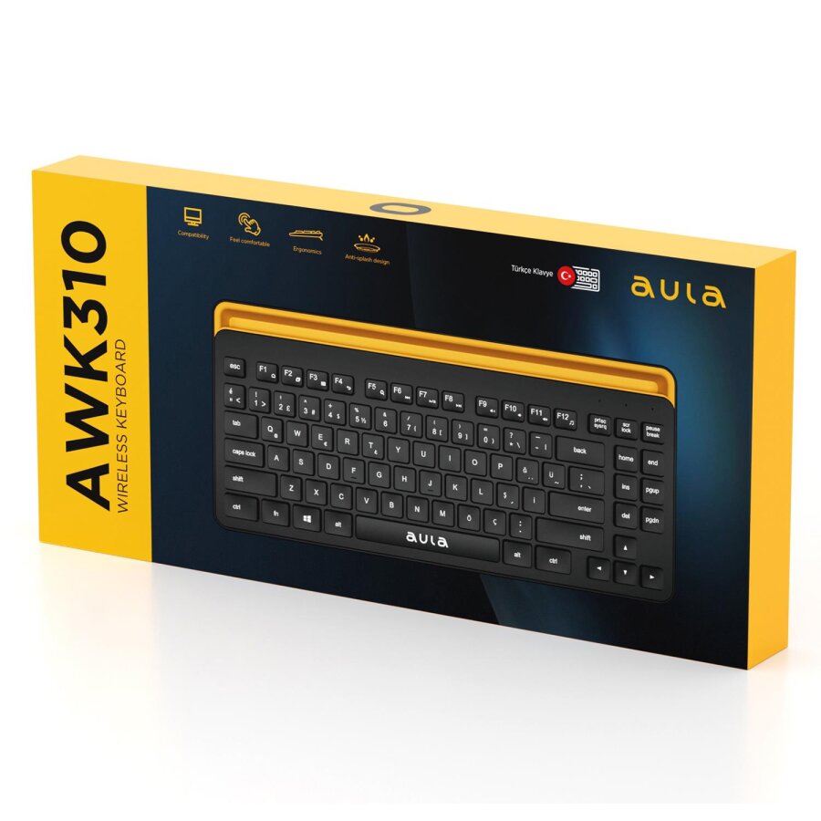 Aula AWK310 Bluetooth 5.1 Kablosuz Tablet Klavyesi iOS ve Android Uyumlu Standlı Türkçe Q Klavye - 4