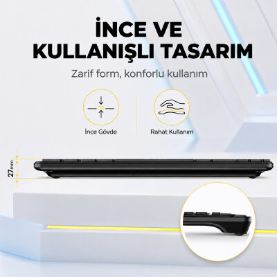 Aula AWK310 Bluetooth 5.1 Kablosuz Tablet Klavyesi iOS ve Android Uyumlu Standlı Türkçe Q Klavye - 8