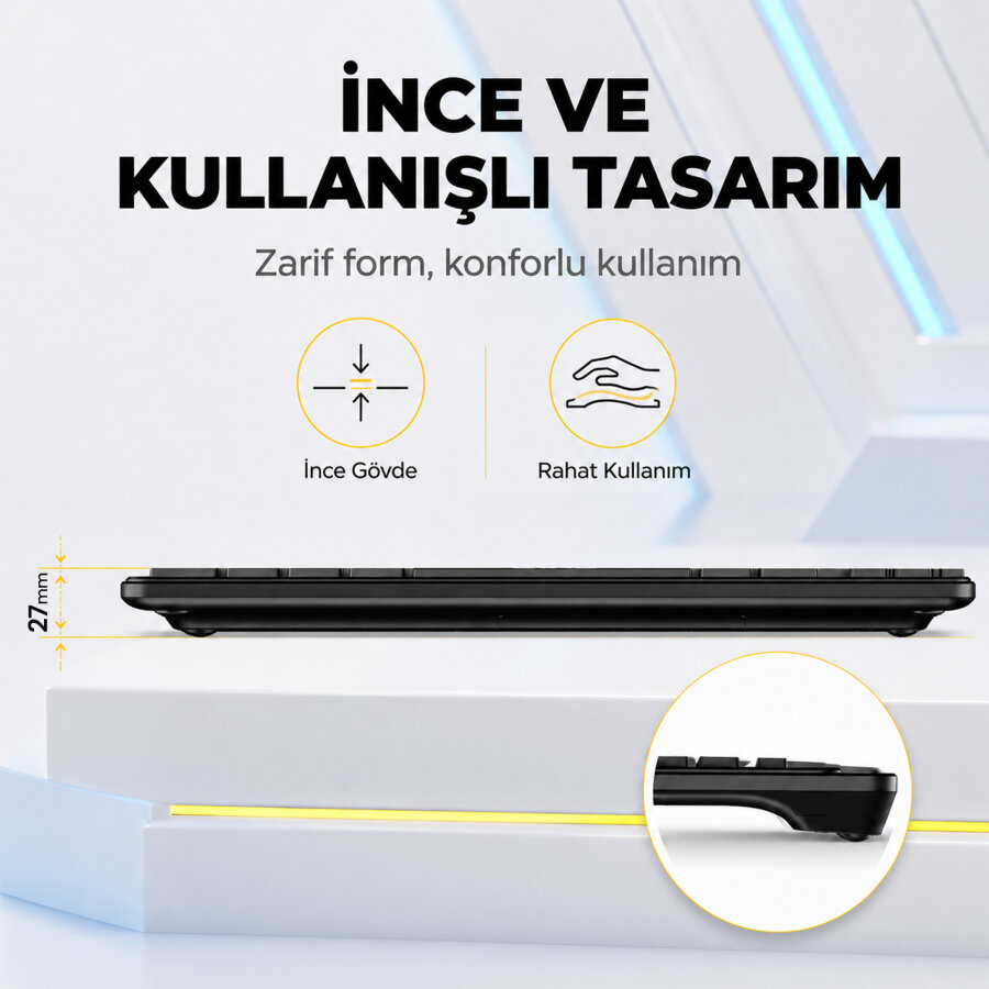 Aula AWK310 Bluetooth 5.1 Kablosuz Tablet Klavyesi iOS ve Android Uyumlu Standlı Türkçe Q Klavye - 8
