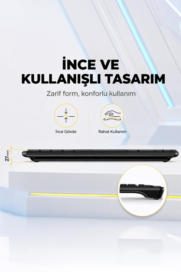 Aula AWK310 Bluetooth 5.1 Kablosuz Tablet Klavyesi iOS ve Android Uyumlu Standlı Türkçe Q Klavye - 13