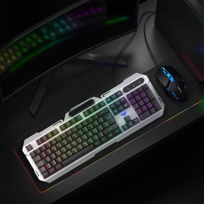Aula F2023 Gaming Türkçe Q Rainbow Membran 2400DPI Oyuncu Klavye Mouse Set - 8