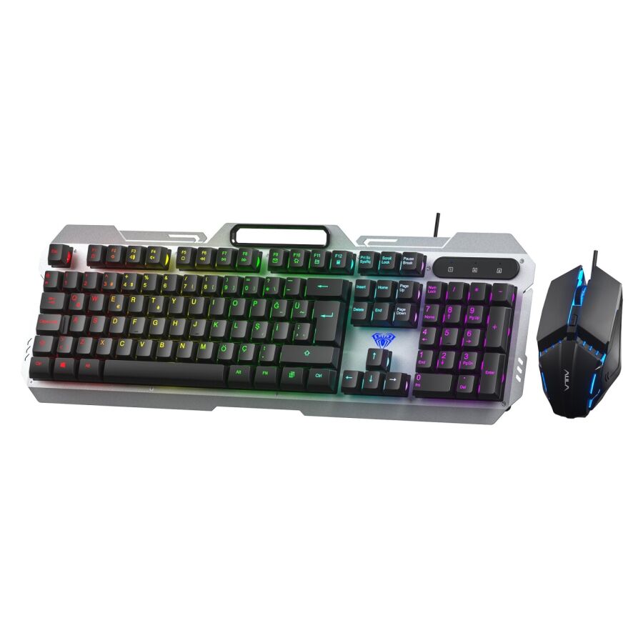 Aula F2023 Gaming Türkçe Q Rainbow Membran 2400DPl Oyuncu Klavye Mouse Set - 2