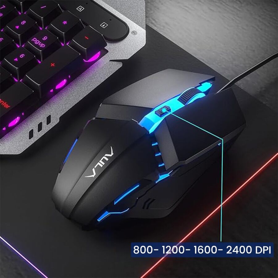 Aula F2023 Gaming Türkçe Q Rainbow Membran 2400DPl Oyuncu Klavye Mouse Set - 7