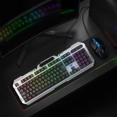 Aula F2023 Gaming Türkçe Q Rainbow Membran 2400DPl Oyuncu Klavye Mouse Set - 8