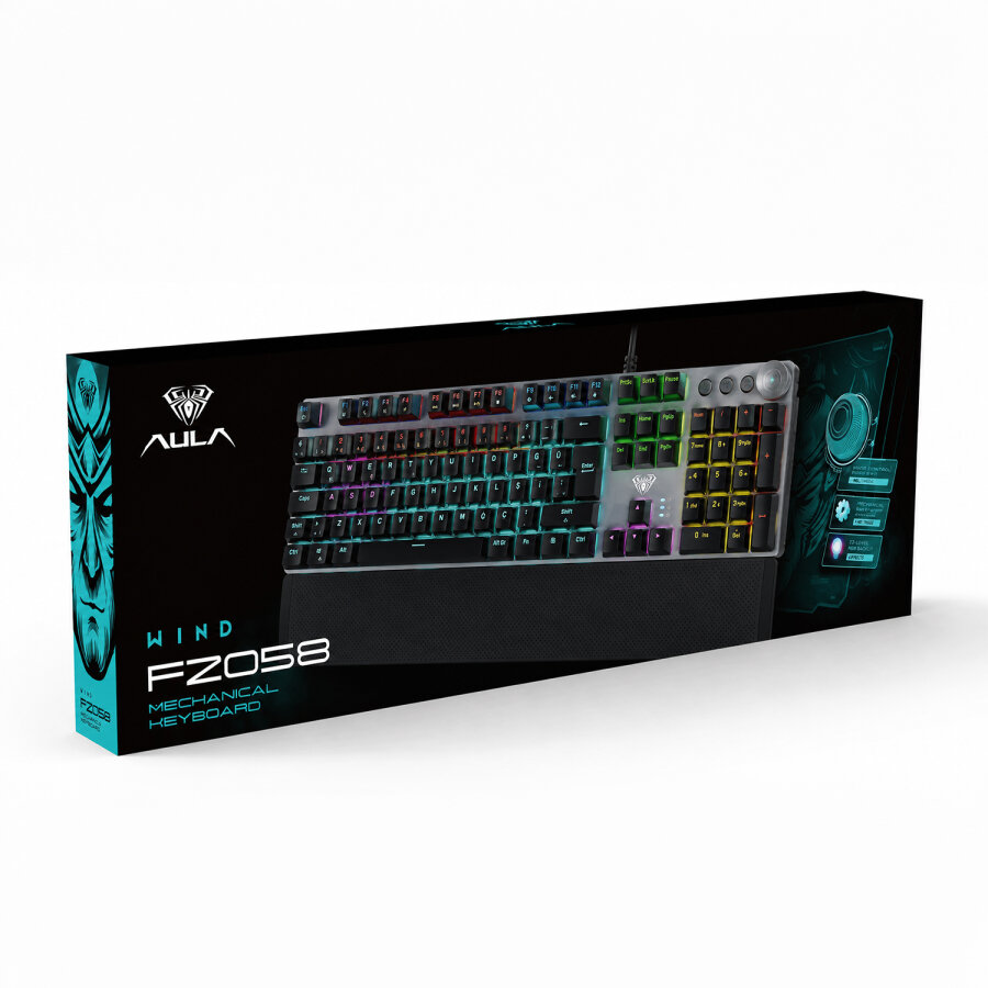 Aula F2058 Bilek Destekli RGB Makrolu Mekanik Kablolu Oyuncu Klavyesi - 10