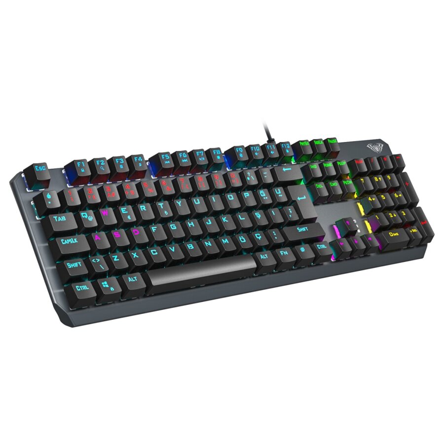 Aula F2066 Blue Switch RGB Makrolu Kablolu Gaming Türkçe Mekanik Oyuncu Klavyesi - 3