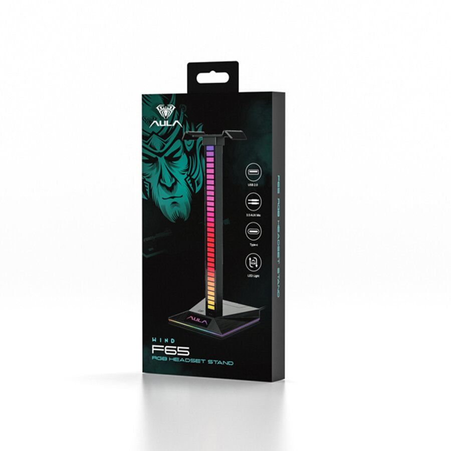 Aula F65 Aux Type-C ve USB-A Hub Özellikli RGB Kulaklık Standı - 4