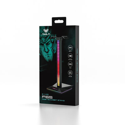 Aula F65 Aux Type-C ve USB-A Hub Özellikli RGB Kulaklık Standı - 4