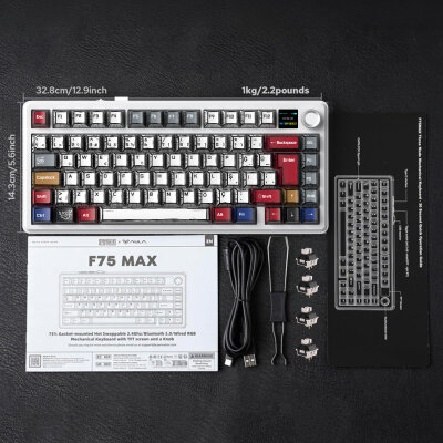 Aula F75 Max Mekanik Gaming Oyuncu Klavyesi TKL RGB GrayWood V4 Switch Kablosuz Makrolu Hot Swap Türkçe Q Comic - 8