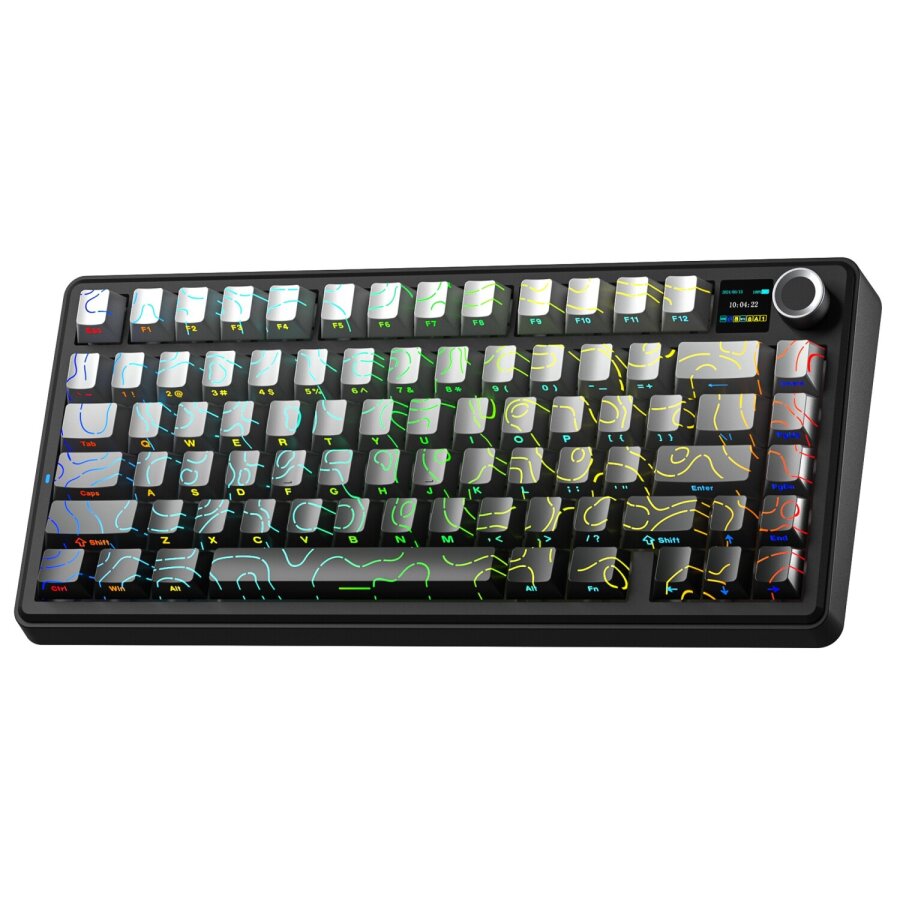 Aula F75 Max Mekanik Kablosuz ve Kablolu Gaming Oyuncu Klavyesi RGB TKL Reaper Switch Hot Swap Makrolu Desenli Siyah - 1