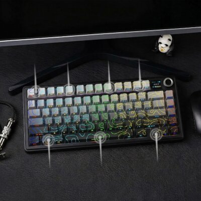 Aula F75 Max Mekanik Kablosuz ve Kablolu Gaming Oyuncu Klavyesi RGB TKL Reaper Switch Hot Swap Makrolu Desenli Siyah - 6