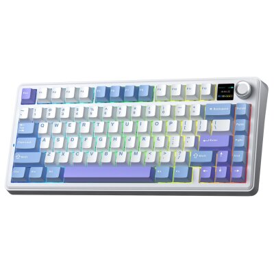 Aula F75 Max Mekanik Kablosuz ve Kablolu Gaming Oyuncu Klavyesi RGB TKL Reaper Switch Hot Swap Makrolu Mor 