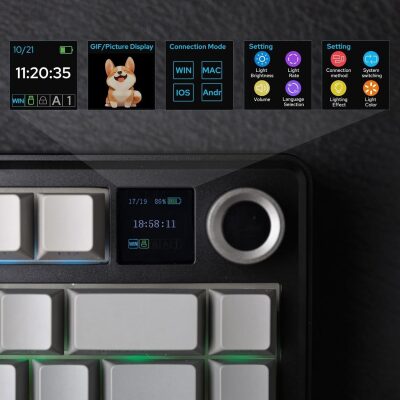 Aula F75 Max Mekanik RGB TKL Reaper Switch Kablosuz Makrolu Hot Swap Gaming Klavye Gri - 3