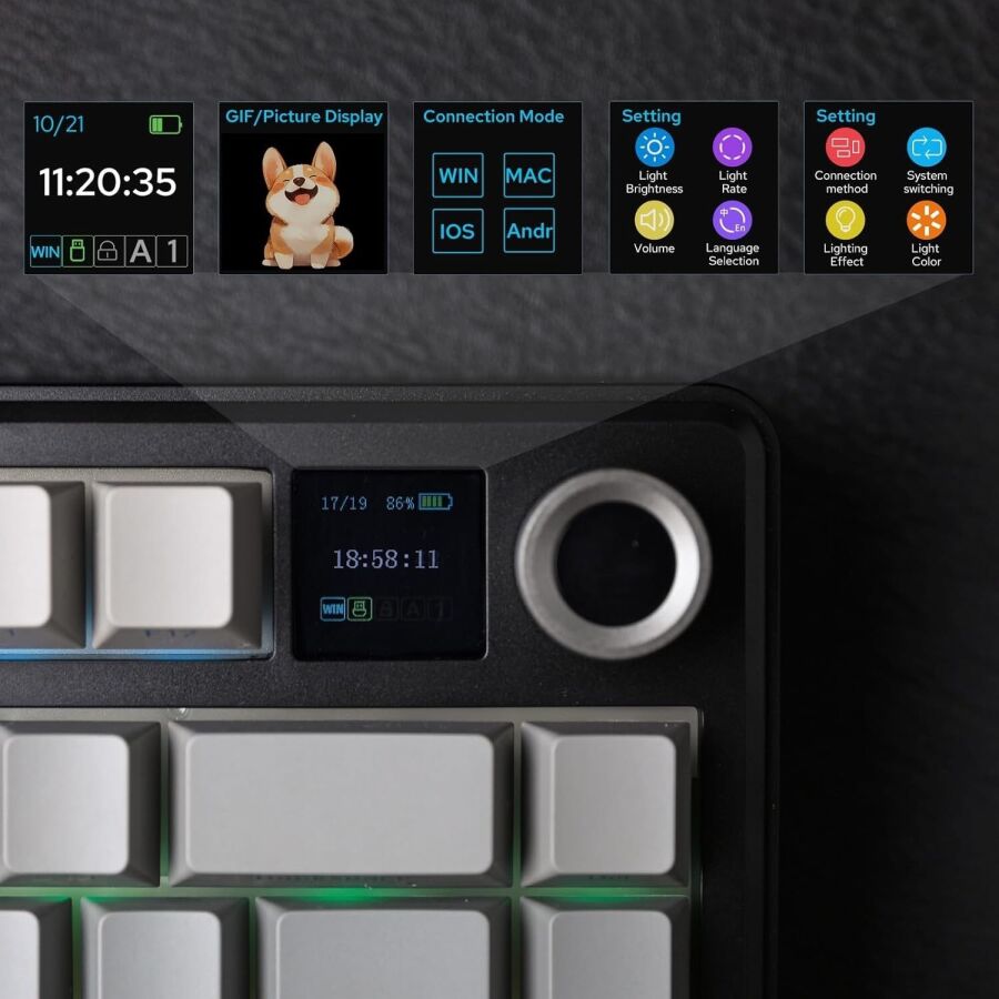 Aula F75 Max Mekanik RGB TKL Reaper Switch Kablosuz Makrolu Hot Swap Gaming Klavye Gri - 3