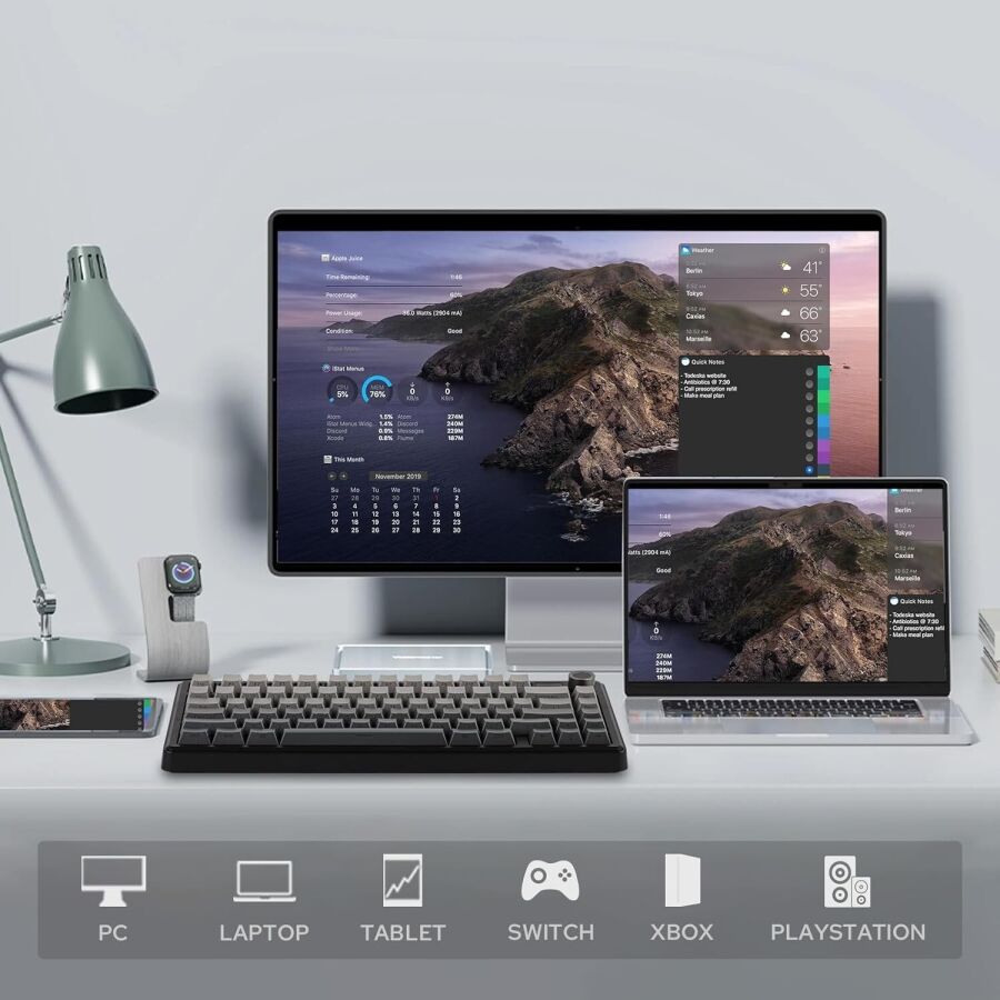 Aula F75 Max Mekanik RGB TKL Reaper Switch Kablosuz Makrolu Hot Swap Gaming Klavye Gri - 4