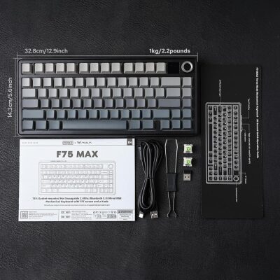 Aula F75 Max Mekanik RGB TKL Reaper Switch Kablosuz Makrolu Hot Swap Gaming Klavye Gri - 8