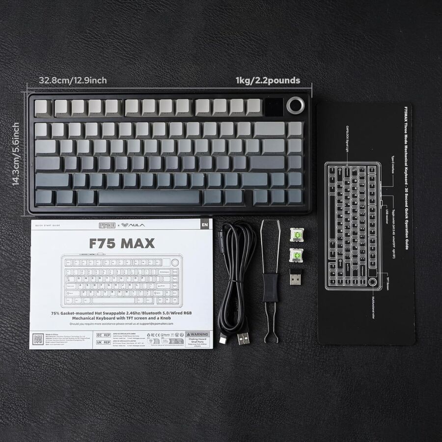 Aula F75 Max Mekanik RGB TKL Reaper Switch Kablosuz Makrolu Hot Swap Gaming Klavye Gri - 8