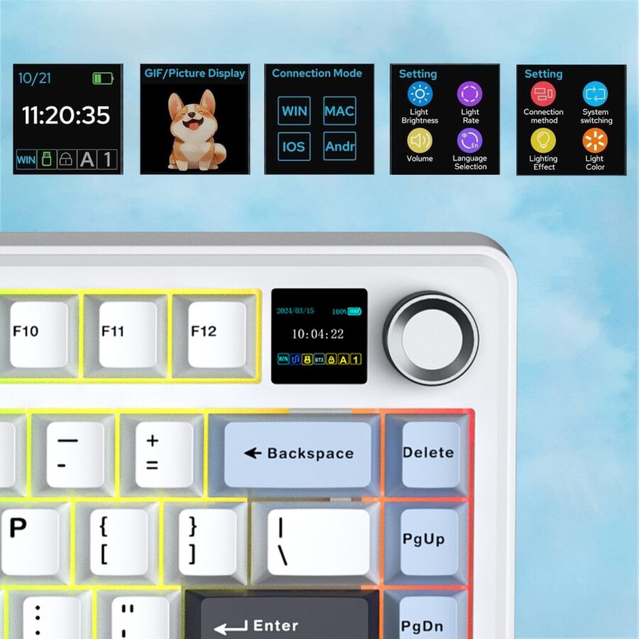 Aula F75 Max Mekanik RGB TKL Reaper Switch Kablosuz Makrolu Hot Swap Klavye Lacivert - 2