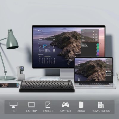 Aula F75 Max Mekanik RGB TKL Reaper Switch Kablosuz Makrolu Hot Swap Klavye Lacivert - 5