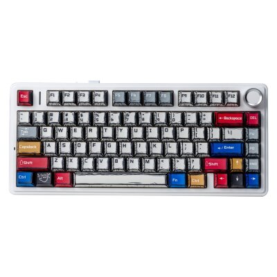 Aula F75 Mekanik Kablosuz Oyuncu Klavyesi RGB TKL Reaper Switch Hot Swap Makrolu Comic Karikatür Tasarım Siyah 
