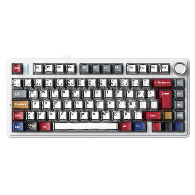 Aula F75 Mekanik RGB TKL GrayWood V4 Switch Kablosuz Makrolu Hot Swap Türkçe Q Klavye Comic