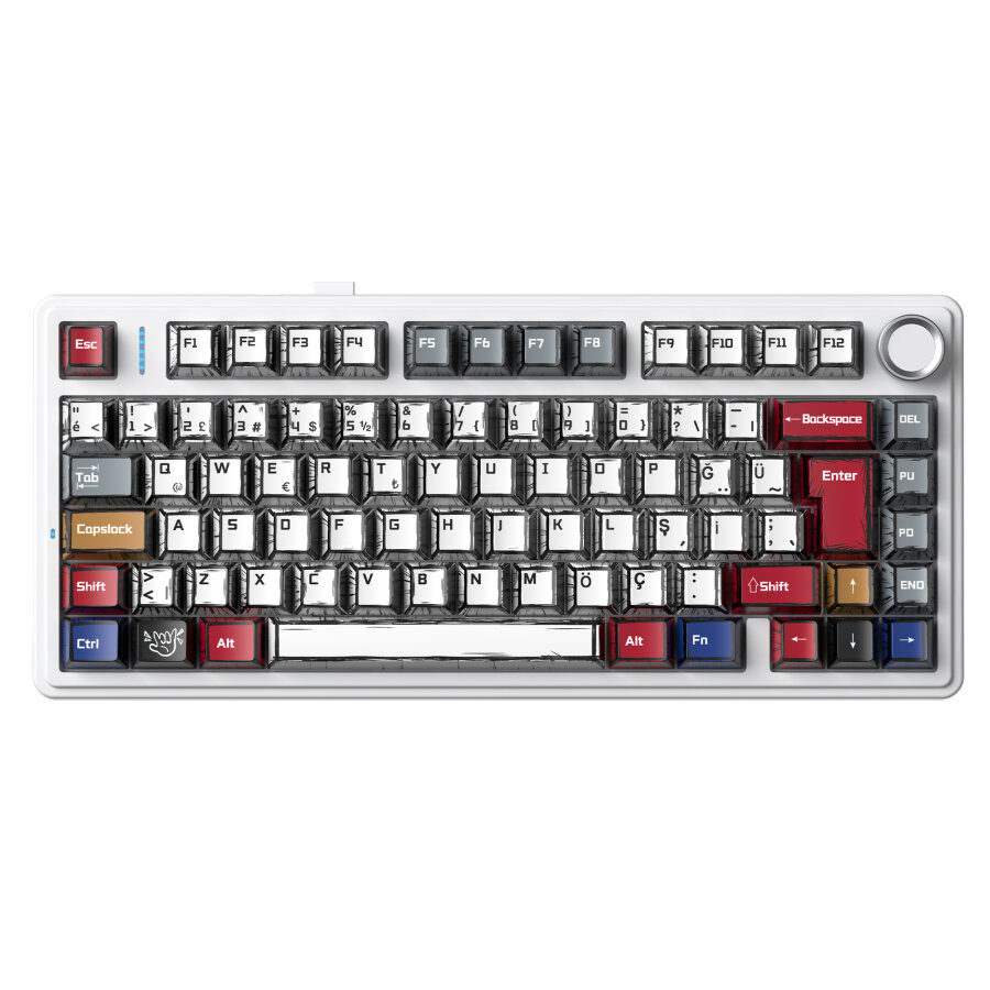 Aula F75 Mekanik RGB TKL GrayWood V4 Switch Kablosuz Makrolu Hot Swap Türkçe Q Klavye Comic - 1