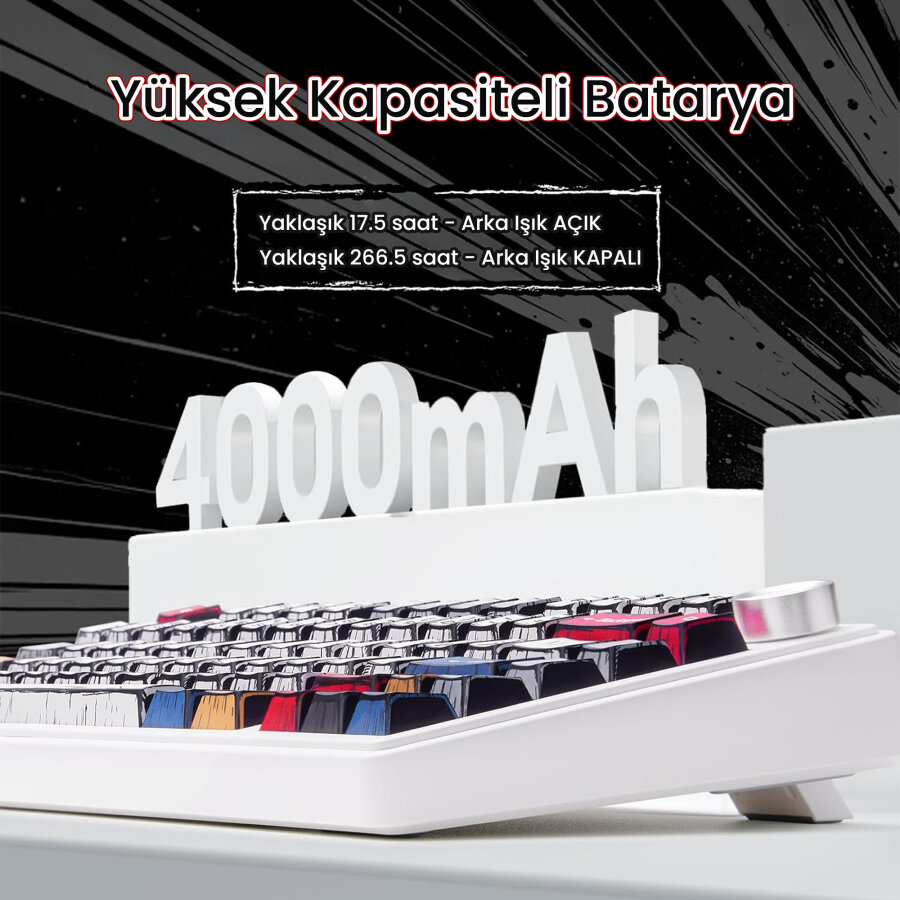 Aula F75 Mekanik RGB TKL GrayWood V4 Switch Kablosuz Makrolu Hot Swap Türkçe Q Klavye Comic - 5