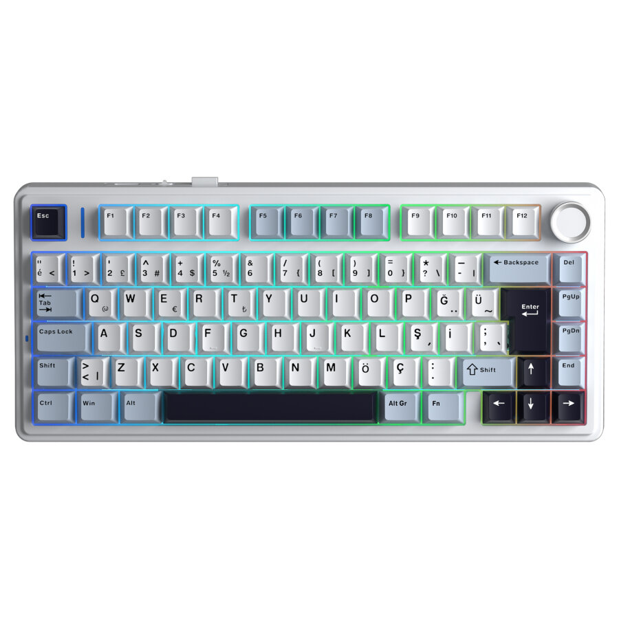 Aula F75 Mekanik RGB TKL GrayWood V4 Switch Kablosuz Makrolu Hot Swap Türkçe Q Klavye Lacivert - 1