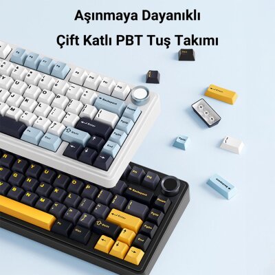 Aula F75 Mekanik RGB TKL Ice Vein Switch Kablosuz Makrolu Hot Swap Klavye Lacivert - 2