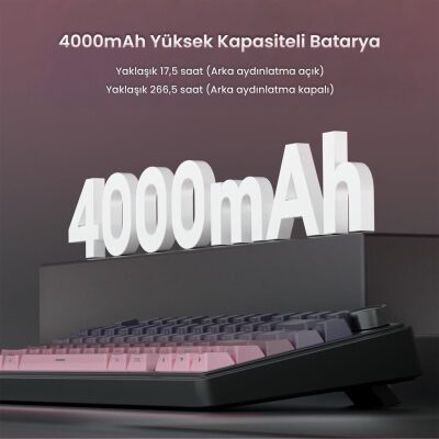Aula F75 Mekanik RGB TKL Reaper Switch Kablosuz Makrolu Hot Swap Gaming Klavye Gradyan Pembe - 7