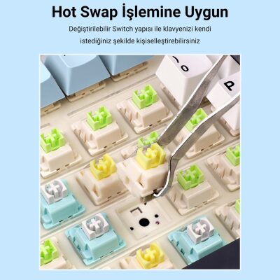 Aula F75 Mekanik RGB TKL Reaper Switch Kablosuz Makrolu Hot Swap Klavye Lacivert - 7