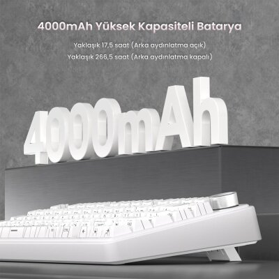 Aula F75 Mekanik RGB TKL Seiya Switch Kablosuz Makrolu Hot Swap Gaming Klavye Desenli Beyaz - 7