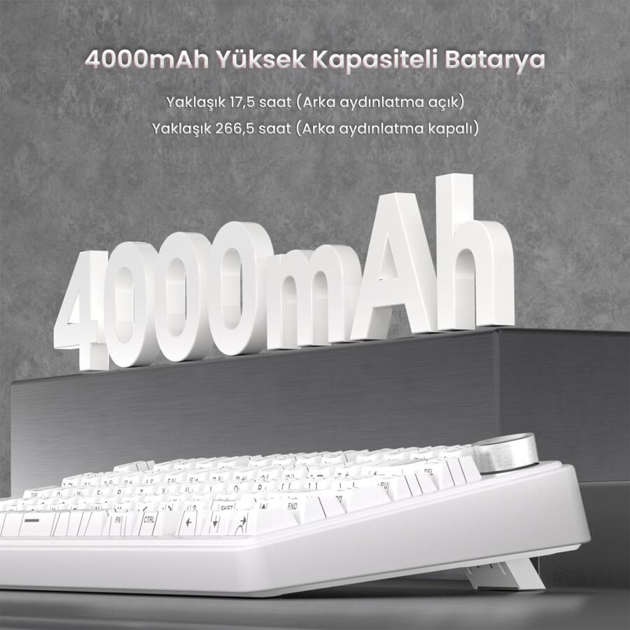 Aula F75 Mekanik RGB TKL Seiya Switch Kablosuz Makrolu Hot Swap Gaming Klavye Desenli Beyaz - 7